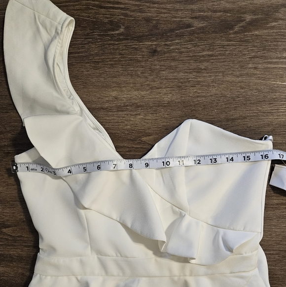 Bardot Women's Dress White  Asymmetrical One-Shoulder Ruffle White Midi - Picture 10 of 16